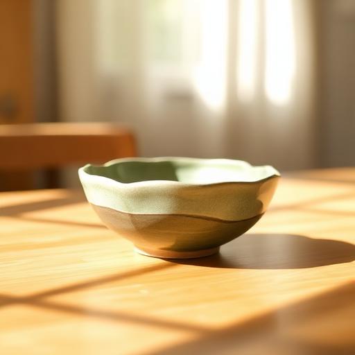 Handmade ceramic bowl in soft light