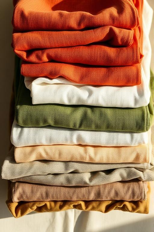 Folded handmade linen garments